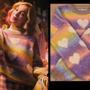 ASO Enid Sinclair SA Wednesday Stradivarius Cropped Heart Sweater Oversized S